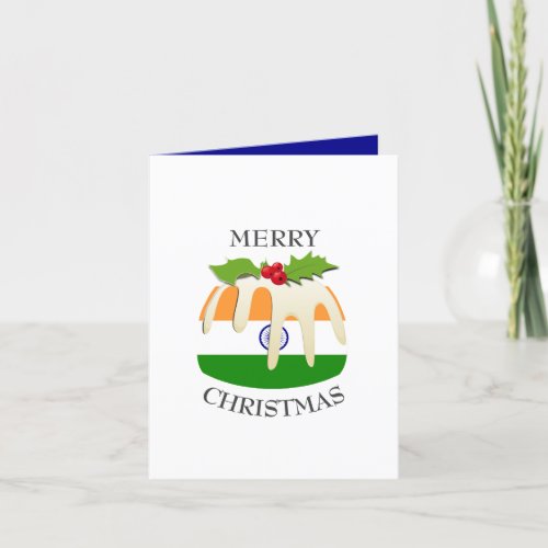 INDIA FLAG  Festive Pudding  Christmas Holiday Card