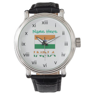 India Flag Gift Men’s Vintage Leather Watch