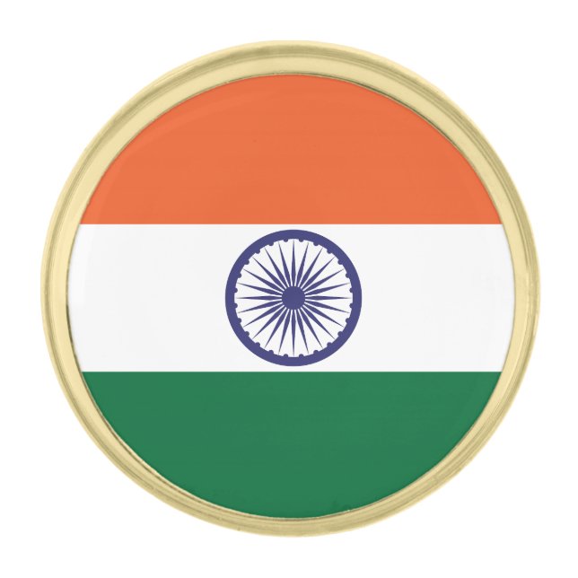 India Flag Gold Finish Lapel Pin (Front)