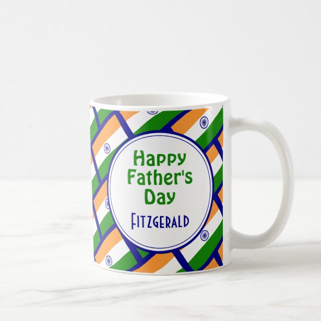 INDIA FLAG Happy Father's Day Customized BLUE Coffee Mug (Right)