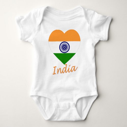 India Flag Heart Baby Bodysuit