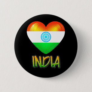 India Flag Heart Cutout Button