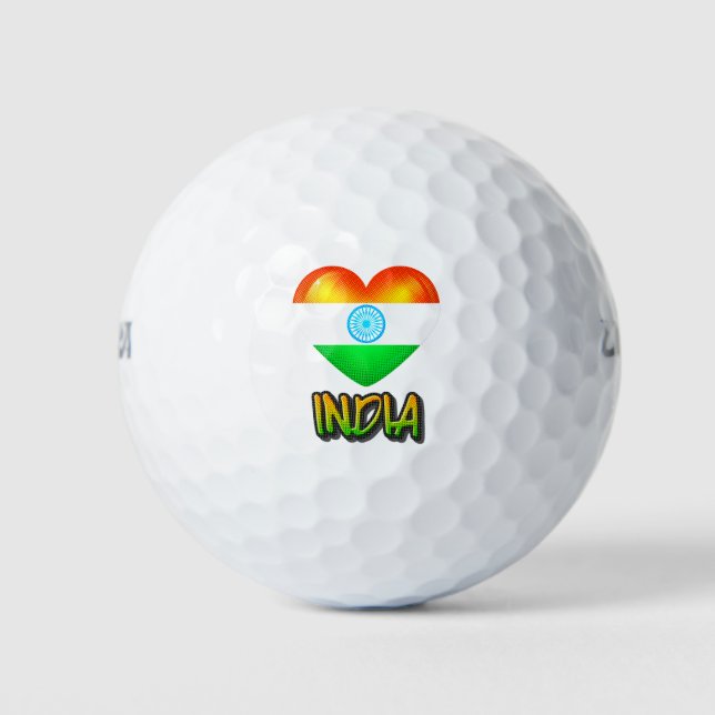 India Flag Heart Cutout Golf Balls (Front)