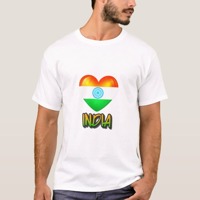 India Flag Heart Cutout T-Shirt (Front)