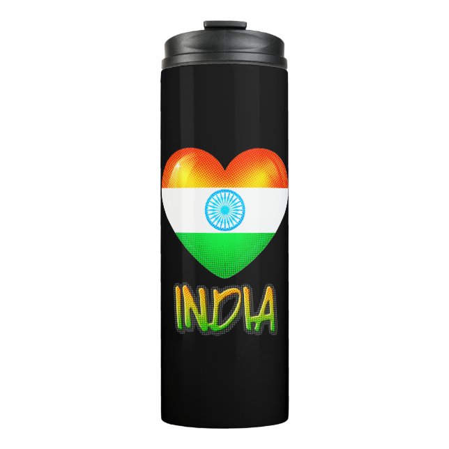 India Flag Heart Cutout Thermal Tumbler (Front)