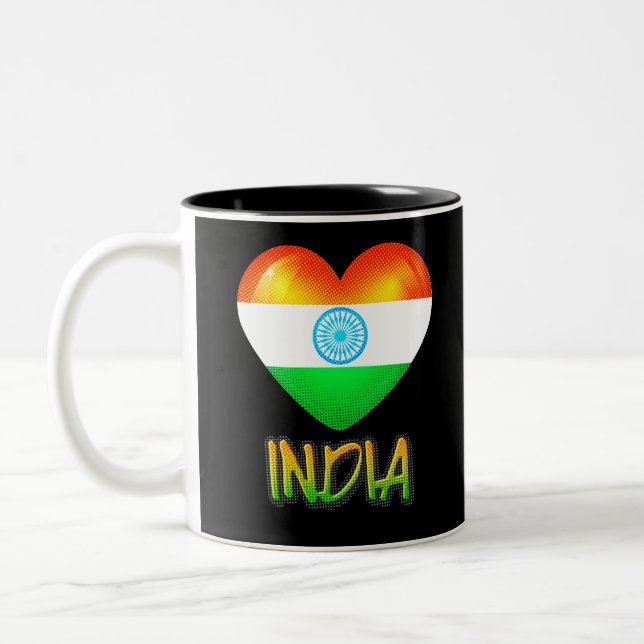 India Flag Heart Cutout Two-Tone Coffee Mug (Left)