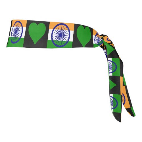 India Flag Heart Love Pattern Indian Pride Tie Headband