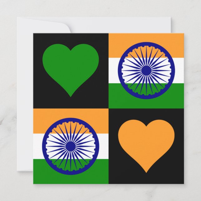 India Flag Heart Patriotic Indian Greeting Card (Front)