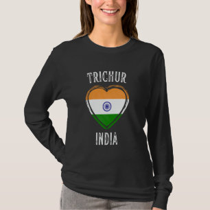 India Flag Heart Trichur City T-Shirt