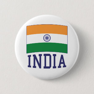India Flag in Tricolor with Ashoka Chakra Desi Button