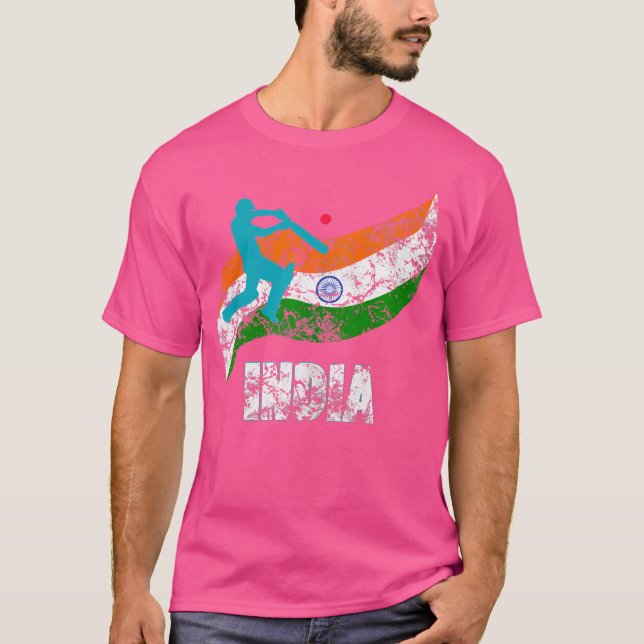 India Flag Indian Cricket T-Shirt (Front)