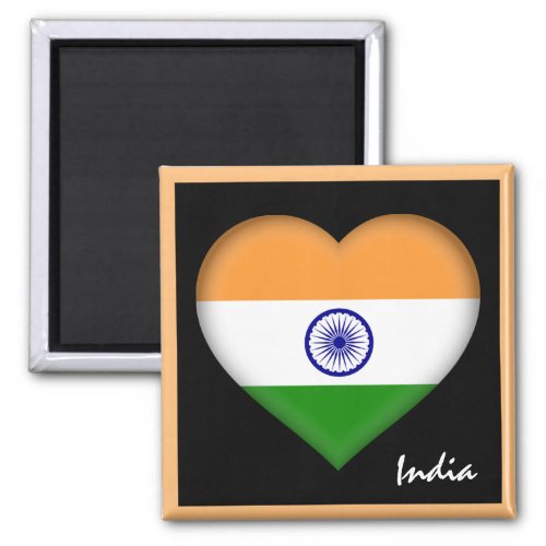 India flag  Indian Heart travel India sports Magnet