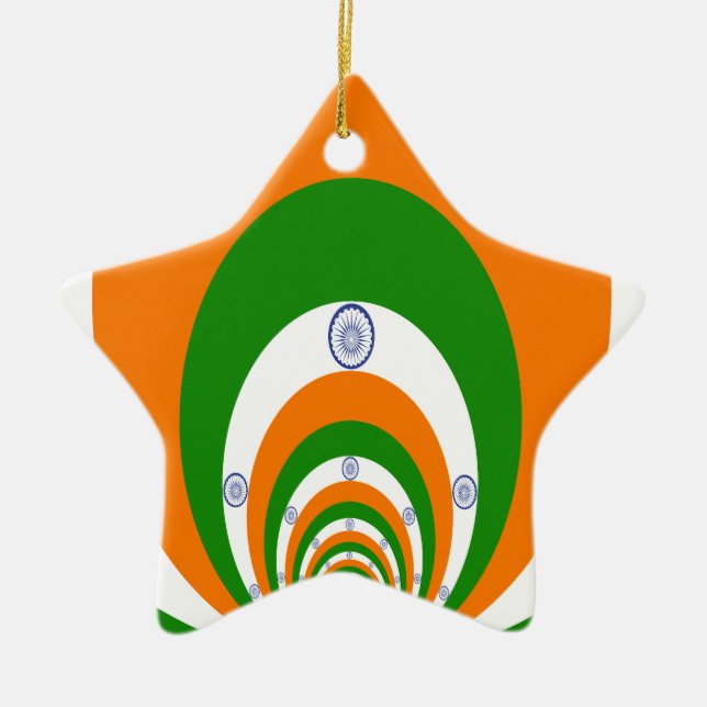 India Flag Kaleidoscope: Endless Unity & Patriotis Ceramic Ornament (Front)