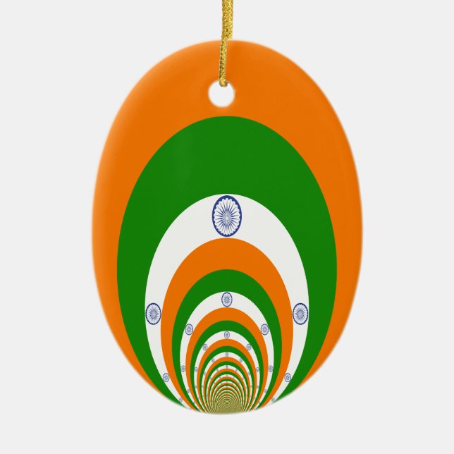 India Flag Kaleidoscope: Endless Unity & Patriotis Ceramic Ornament (Front)