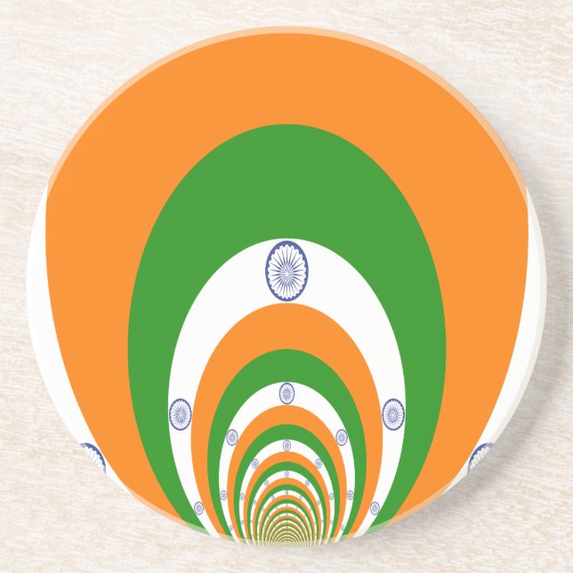 India Flag Kaleidoscope: Endless Unity & Patriotis Drink Coaster (Front)