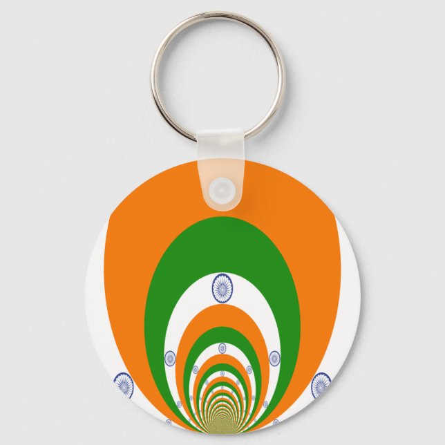 India Flag Kaleidoscope: Endless Unity & Patriotis Keychain (Front)