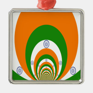 India Flag Kaleidoscope: Endless Unity & Patriotis Metal Ornament