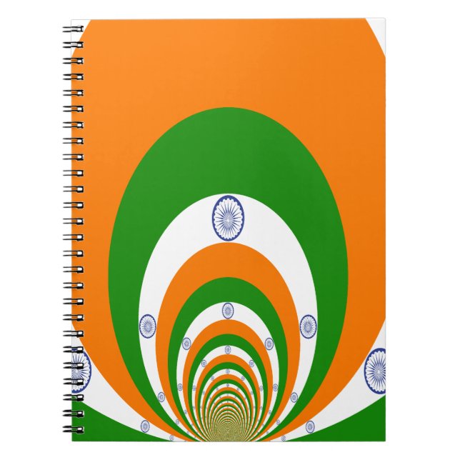 India Flag Kaleidoscope: Endless Unity & Patriotis Notebook (Front)
