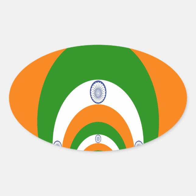 India Flag Kaleidoscope: Endless Unity & Patriotis Oval Sticker (Front)