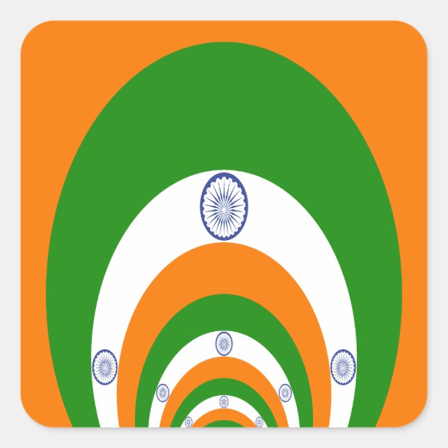 India Flag Kaleidoscope: Endless Unity & Patriotis Square Sticker (Front)