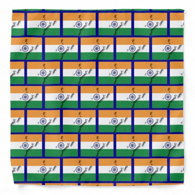 INDIA Flag Map Blue Bandana (Front)