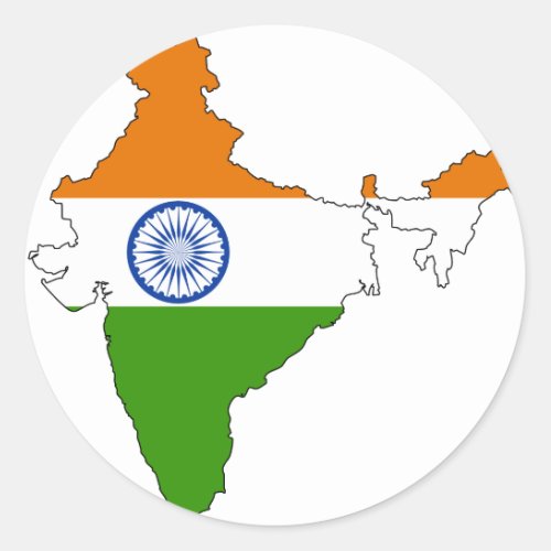 India flag map classic round sticker