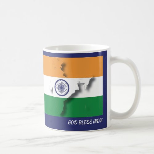 INDIA FLAG MAP Customized Scripture BLUE Coffee Mug