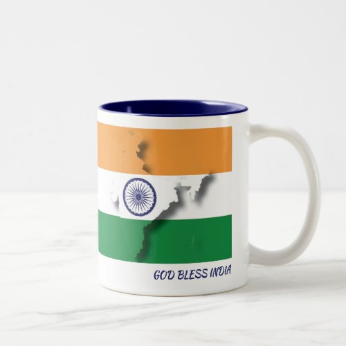 INDIA FLAG MAP Customized Scripture WHITE Two_Tone Coffee Mug