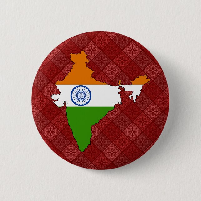 India Flag Map full size Pinback Button (Front)