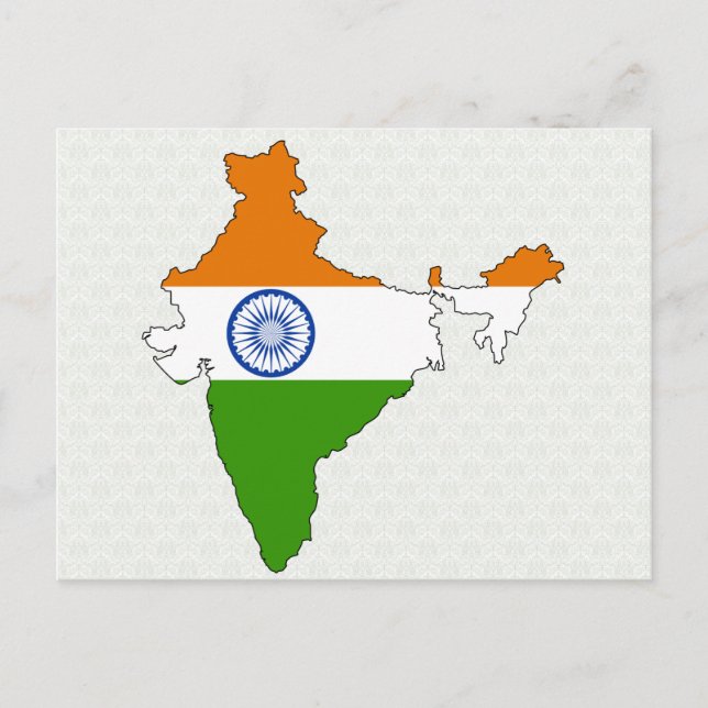 India Flag Map full size Postcard (Front)