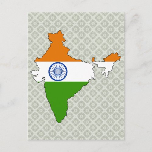 India Flag Map full size Postcard