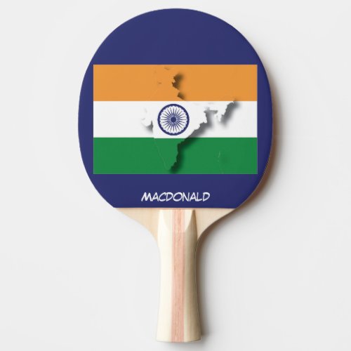 INDIA FLAG  MAP Personalized BLUE Ping Pong Paddle