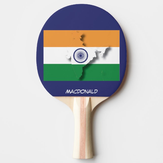 INDIA FLAG & MAP Personalized BLUE Ping Pong Paddle (Front)