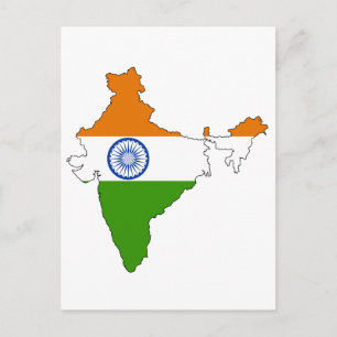 India flag map postcard
