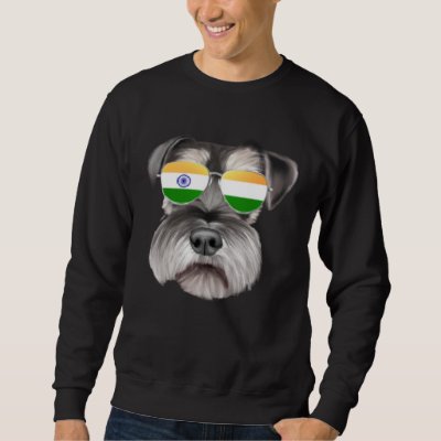 India Flag Miniature Schnauzer Dog India Pocket Sweatshirt