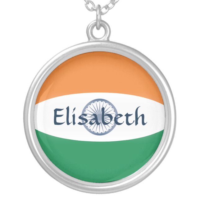 India Flag + Name Necklace (Front)