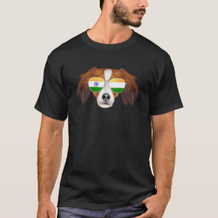 India Flag Nederlandse Kooikerhondje Dog India Poc T-Shirt