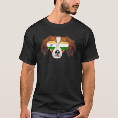 India Flag Nederlandse Kooikerhondje Dog India Poc T-Shirt
