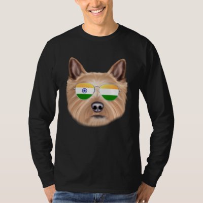 India Flag Norwich Terrier Dog India Pocket T-Shirt