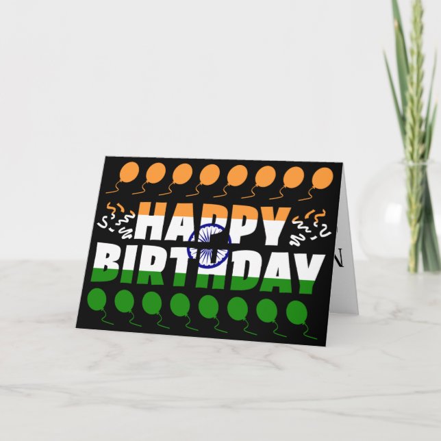 India Flag Patriotic Birthday Card (Front)
