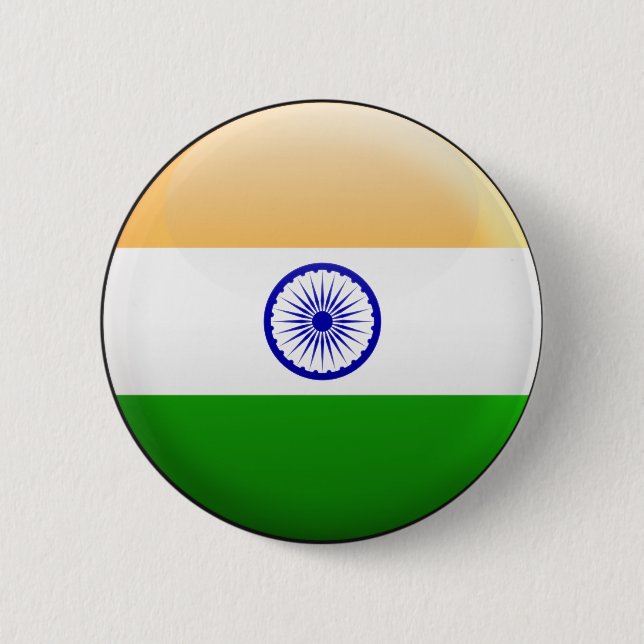 India Flag Pinback Button (Front)