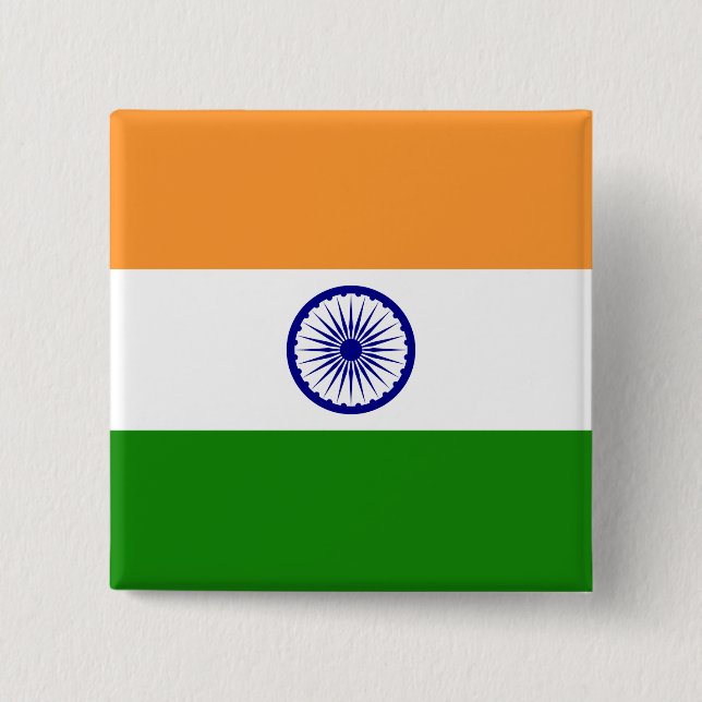 India Flag Pinback Button (Front)