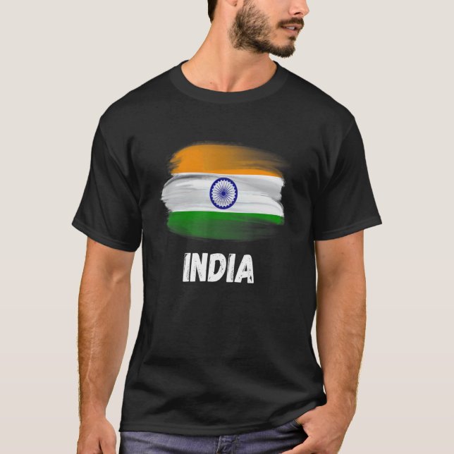 India Flag Pride Retro Indian Flag Family Matching T-Shirt (Front)