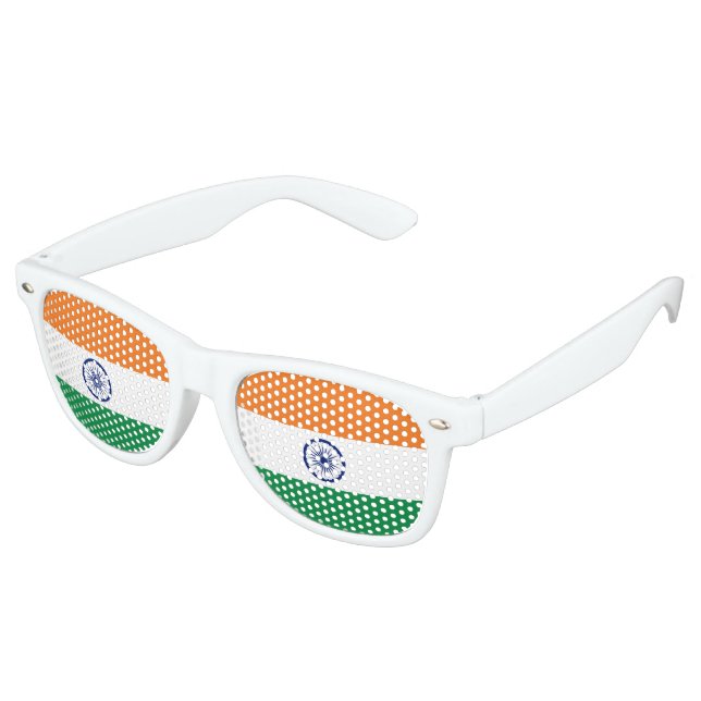 India Flag Retro Sunglasses (Angled)