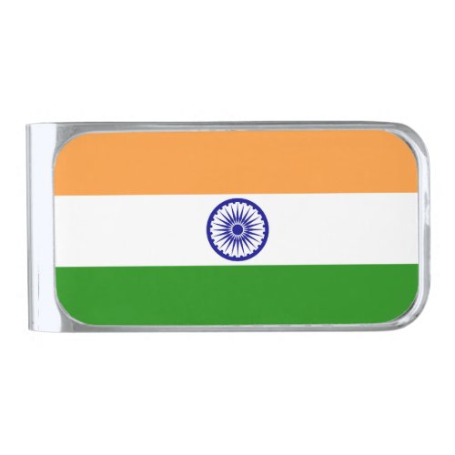 India flag silver finish money clip