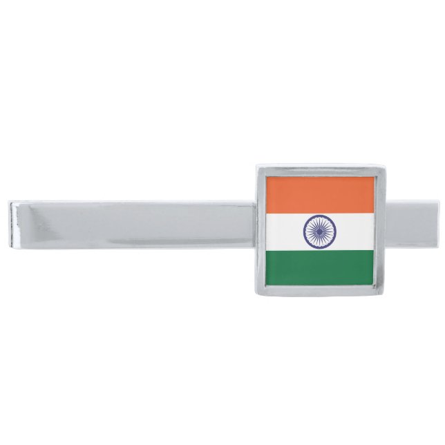 India Flag Silver Finish Tie Bar (Front)