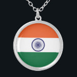 India Flag Silver Plated Necklace<br><div class="desc">Patriotic flag of India.</div>