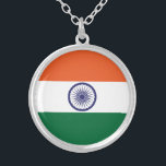 India Flag Silver Plated Necklace<br><div class="desc">Patriotic flag of India.</div>