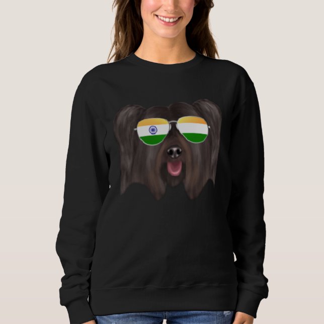 India Flag Skye Terrier Dog India Pocket Sweatshirt (Front)