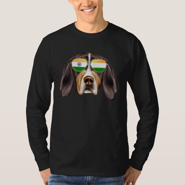 India Flag Treeing Walker Coonhound Dog India Pock T-Shirt (Front)